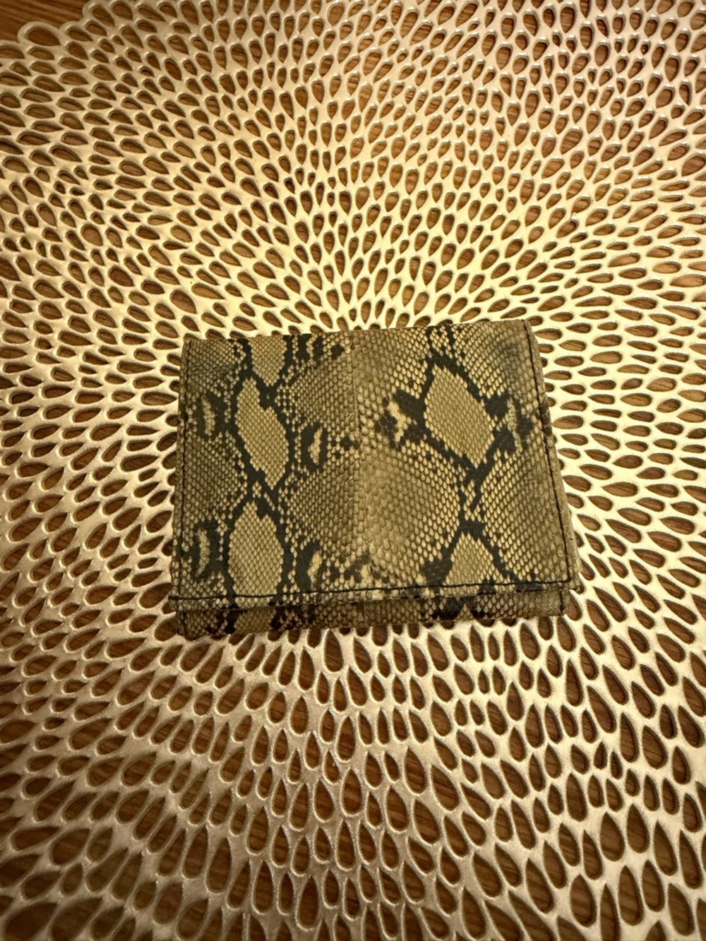 Genuine Python Leather Wallet - Natural Exotic Skin *torn out ID slot flaw*